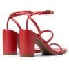 DREAM PAIRS Women Heels Chunky Square Open Toe Strappy Ankle Strap Block High Heeled Sandals for Dressy Wedding Comfortable Shoes(Red)