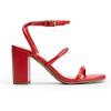 DREAM PAIRS Women Heels Chunky Square Open Toe Strappy Ankle Strap Block High Heeled Sandals for Dressy Wedding Comfortable Shoes(Red)