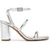 DREAM PAIRS Women Heels Chunky Square Open Toe Strappy Ankle Strap Block High Heeled Sandals for Dressy Wedding Comfortable Shoes(Silver-pat)