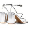 DREAM PAIRS Women Heels Chunky Square Open Toe Strappy Ankle Strap Block High Heeled Sandals for Dressy Wedding Comfortable Shoes(Silver-pat)
