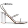 DREAM PAIRS Women Heels Chunky Square Open Toe Strappy Ankle Strap Block High Heeled Sandals for Dressy Wedding Comfortable Shoes(Silver-rhinestone)