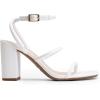 DREAM PAIRS Women Heels Chunky Square Open Toe Strappy Ankle Strap Block High Heeled Sandals for Dressy Wedding Comfortable Shoes(White)