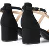 DREAM PAIRS Women’s Ankle Strap Low Chunky Heels Open Toe Blocked Strappy Sandals Dress Shoes for Wedding Bridal Party(Black)