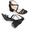 DREAM PAIRS Women’s Ankle Strap Low Chunky Heels Open Toe Blocked Strappy Sandals Dress Shoes for Wedding Bridal Party(Black)