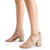 DREAM PAIRS Women’s Ankle Strap Low Chunky Heels Open Toe Blocked Strappy Sandals Dress Shoes for Wedding Bridal Party(Gold)