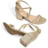 DREAM PAIRS Women’s Ankle Strap Low Chunky Heels Open Toe Blocked Strappy Sandals Dress Shoes for Wedding Bridal Party(Gold)