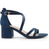 DREAM PAIRS Women’s Ankle Strap Low Chunky Heels Open Toe Blocked Strappy Sandals Dress Shoes for Wedding Bridal Party(Navy)