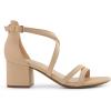 DREAM PAIRS Women’s Ankle Strap Low Chunky Heels Open Toe Blocked Strappy Sandals Dress Shoes for Wedding Bridal Party(Nude-nubuck)