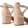 DREAM PAIRS Women’s Ankle Strap Low Chunky Heels Open Toe Blocked Strappy Sandals Dress Shoes for Wedding Bridal Party(Nude-suede)