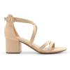 DREAM PAIRS Women’s Ankle Strap Low Chunky Heels Open Toe Blocked Strappy Sandals Dress Shoes for Wedding Bridal Party(Nude-suede)