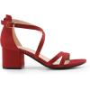 DREAM PAIRS Women’s Ankle Strap Low Chunky Heels Open Toe Blocked Strappy Sandals Dress Shoes for Wedding Bridal Party(Red)