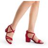 DREAM PAIRS Women’s Ankle Strap Low Chunky Heels Open Toe Blocked Strappy Sandals Dress Shoes for Wedding Bridal Party(Red)