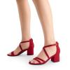 DREAM PAIRS Women’s Ankle Strap Low Chunky Heels Open Toe Blocked Strappy Sandals Dress Shoes for Wedding Bridal Party(Red)