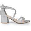 DREAM PAIRS Women’s Ankle Strap Low Chunky Heels Open Toe Blocked Strappy Sandals Dress Shoes for Wedding Bridal Party(Silver)