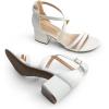 DREAM PAIRS Women’s Ankle Strap Low Chunky Heels Open Toe Blocked Strappy Sandals Dress Shoes for Wedding Bridal Party(White)