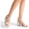 DREAM PAIRS Women’s Ankle Strap Low Chunky Heels Open Toe Blocked Strappy Sandals Dress Shoes for Wedding Bridal Party(White)