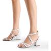 DREAM PAIRS Women’s Ankle Strap Low Chunky Heels Open Toe Blocked Strappy Sandals Dress Shoes for Wedding Bridal Party(White)