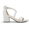 DREAM PAIRS Women’s Ankle Strap Low Chunky Heels Open Toe Blocked Strappy Sandals Dress Shoes for Wedding Bridal Party(White)
