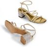 DREAM PAIRS Womens Block Heels 2 inch Strappy Square Toe Dressy Chunky Low Heeled Sandals for Party Wedding Evening(Gold-rhinestone)