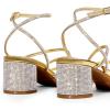 DREAM PAIRS Womens Block Heels 2 inch Strappy Square Toe Dressy Chunky Low Heeled Sandals for Party Wedding Evening(Gold-rhinestone)