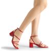 DREAM PAIRS Womens Block Heels 2 inch Strappy Square Toe Dressy Chunky Low Heeled Sandals for Party Wedding Evening(Red-pu)