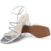 DREAM PAIRS Womens Block Heels 2 inch Strappy Square Toe Dressy Chunky Low Heeled Sandals for Party Wedding Evening(Silver-metallic)