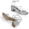 DREAM PAIRS Womens Block Heels 2 inch Strappy Square Toe Dressy Chunky Low Heeled Sandals for Party Wedding Evening(Silver-rhinestone)