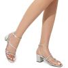 DREAM PAIRS Womens Block Heels 2 inch Strappy Square Toe Dressy Chunky Low Heeled Sandals for Party Wedding Evening(Silver-rhinestone)