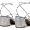 DREAM PAIRS Womens Block Heels 2 inch Strappy Square Toe Dressy Chunky Low Heeled Sandals for Party Wedding Evening(Silver-rhinestone)