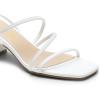 DREAM PAIRS Womens Block Heels 2 inch Strappy Square Toe Dressy Chunky Low Heeled Sandals for Party Wedding Evening(White-pu)