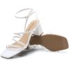 DREAM PAIRS Womens Block Heels 2 inch Strappy Square Toe Dressy Chunky Low Heeled Sandals for Party Wedding Evening(White-pu)