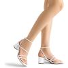 DREAM PAIRS Womens Block Heels 2 inch Strappy Square Toe Dressy Chunky Low Heeled Sandals for Party Wedding Evening(White-pu)
