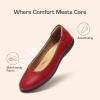 DREAM PAIRS Women’s Comfortable Ballet Dressy Work Flats, Round Toe Slip on Office Shoes(Red-pu)