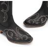 DREAM PAIRS Womens Cowboy Boots Comfortable Cowgirl Knee High Boots Pull On Side Zipper Chunky Heel Embroidered Western Boots(Black)