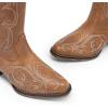 DREAM PAIRS Womens Cowboy Boots Comfortable Cowgirl Knee High Boots Pull On Side Zipper Chunky Heel Embroidered Western Boots(Brown)