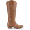 DREAM PAIRS Womens Cowboy Boots Comfortable Cowgirl Knee High Boots Pull On Side Zipper Chunky Heel Embroidered Western Boots(Brown)