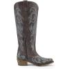 DREAM PAIRS Womens Cowboy Boots Comfortable Cowgirl Knee High Boots Pull On Side Zipper Chunky Heel Embroidered Western Boots(Dark Brown)