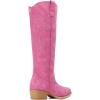 DREAM PAIRS Womens Cowboy Boots Comfortable Cowgirl Knee High Boots Pull On Side Zipper Chunky Heel Embroidered Western Boots(Hot Pink)