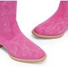 DREAM PAIRS Womens Cowboy Boots Comfortable Cowgirl Knee High Boots Pull On Side Zipper Chunky Heel Embroidered Western Boots(Hot Pink)