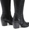 DREAM PAIRS Womens Cowboy Boots Wide Calf Comfortable Pull On Zipper Chunky Heel Pointed Toe Embroidered Western Cowgirl Knee High Boots Girls Ladies Retro Tall Boot(Black/Pu)