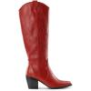 DREAM PAIRS Womens Cowboy Boots Wide Calf Comfortable Pull On Zipper Chunky Heel Pointed Toe Embroidered Western Cowgirl Knee High Boots Girls Ladies Retro Tall Boot(Red)