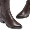 DREAM PAIRS Womens Cowboy Boots Wide Calf Comfortable Pull On Zipper Chunky Heel Pointed Toe Embroidered Western Cowgirl Knee High Boots Girls Ladies Retro Tall Boot(Brown/Pu)
