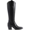 DREAM PAIRS Womens Cowboy Boots Wide Calf Comfortable Pull On Zipper Chunky Heel Pointed Toe Embroidered Western Cowgirl Knee High Boots Girls Ladies Retro Tall Boot(Black/Pu)