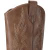 DREAM PAIRS Womens Cowboy Boots Wide Calf Comfortable Pull On Zipper Chunky Heel Pointed Toe Embroidered Western Cowgirl Knee High Boots Girls Ladies Retro Tall Boot(Light Brown)