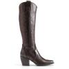 DREAM PAIRS Womens Cowboy Boots Wide Calf Comfortable Pull On Zipper Chunky Heel Pointed Toe Embroidered Western Cowgirl Knee High Boots Girls Ladies Retro Tall Boot(Brown/Pu)