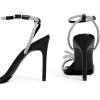 DREAM PAIRS Women’s Double Bowknots Crystal Sandals Clear Slingback Heels Square Toe Shoes for Party Wedding(Black)