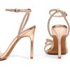 DREAM PAIRS Women’s Double Bowknots Crystal Sandals Clear Slingback Heels Square Toe Shoes for Party Wedding(Champagne)