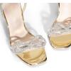 DREAM PAIRS Women’s Double Bowknots Crystal Sandals Clear Slingback Heels Square Toe Shoes for Party Wedding(Gold-pat)