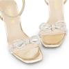 DREAM PAIRS Women’s Double Bowknots Crystal Sandals Clear Slingback Heels Square Toe Shoes for Party Wedding(Gold-pu)