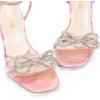 DREAM PAIRS Women’s Double Bowknots Crystal Sandals Clear Slingback Heels Square Toe Shoes for Party Wedding(Rainbow Pink-pu)